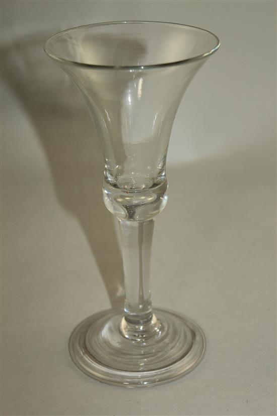 A glass goblet, c.1735, 19cm